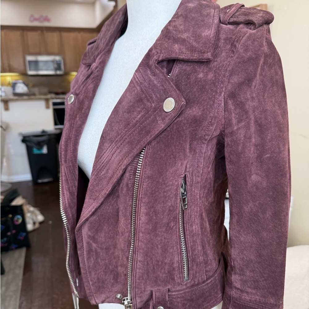 BLANK NYC SUEDE MOTO JACKET PLUM XS